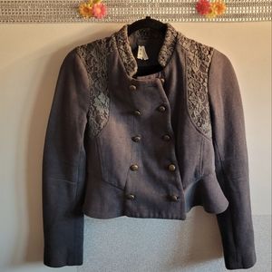 Free People Vintage Military Style Jacket Blazer Size Small